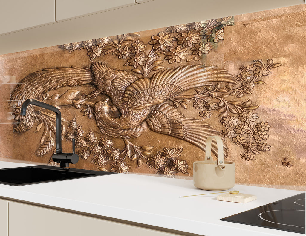 Majestic Phoenix Luxurious - Glass Kitchen Backsplash-BacksplashArtworks