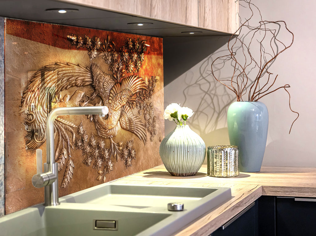 Majestic Phoenix Luxurious - Glass Kitchen Backsplash-BacksplashArtworks