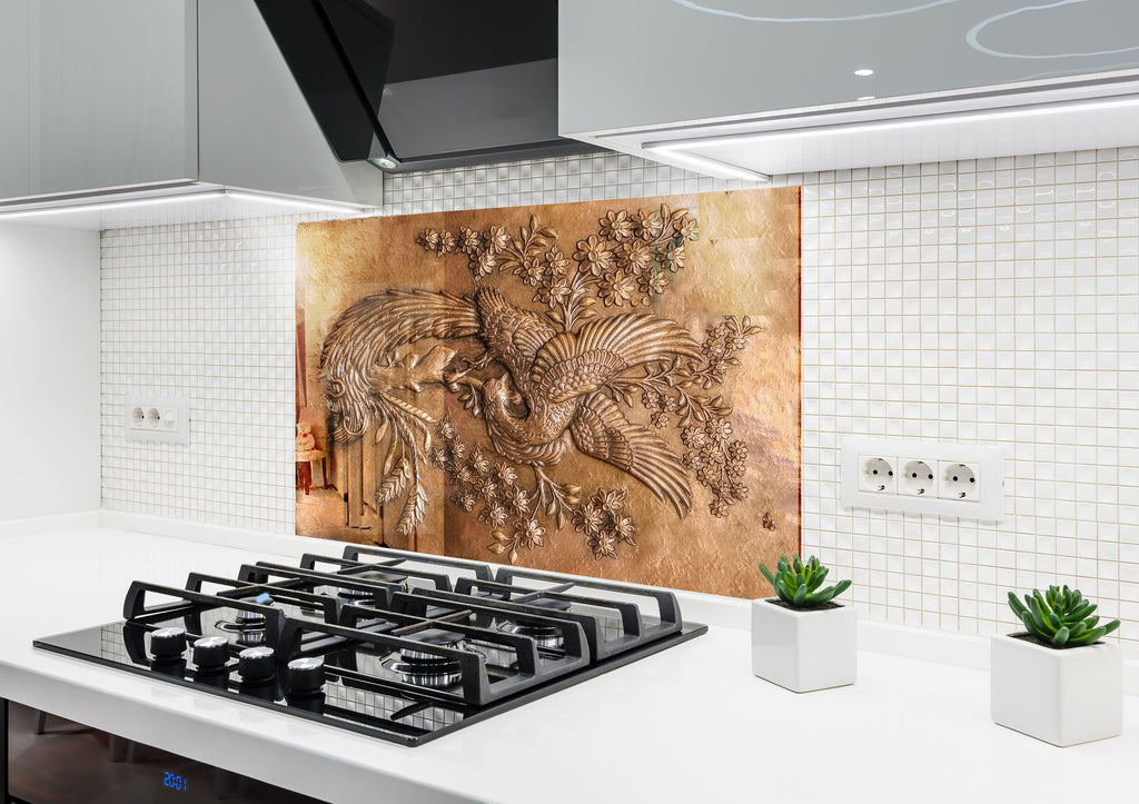 Majestic Phoenix Luxurious - Glass Kitchen Backsplash-BacksplashArtworks