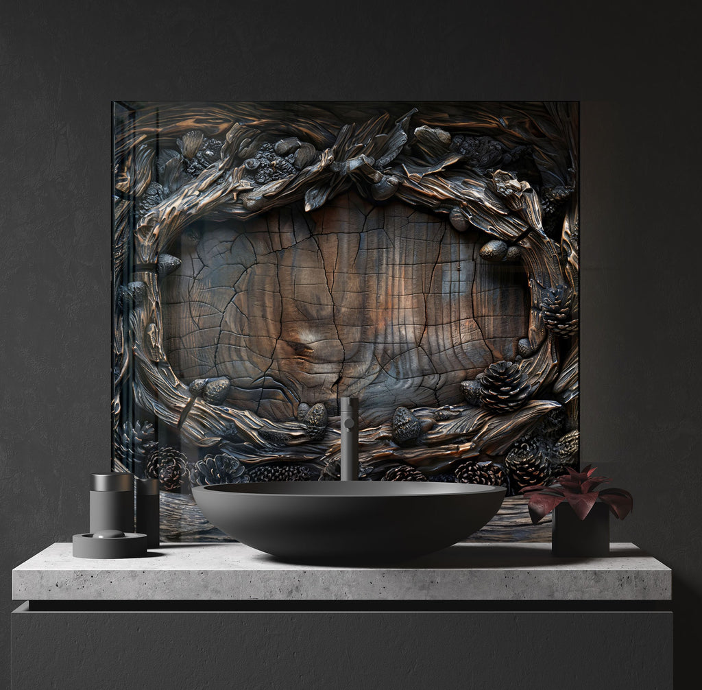 Tree Trunk - Glass Kitchen Backsplash-BacksplashArtworks