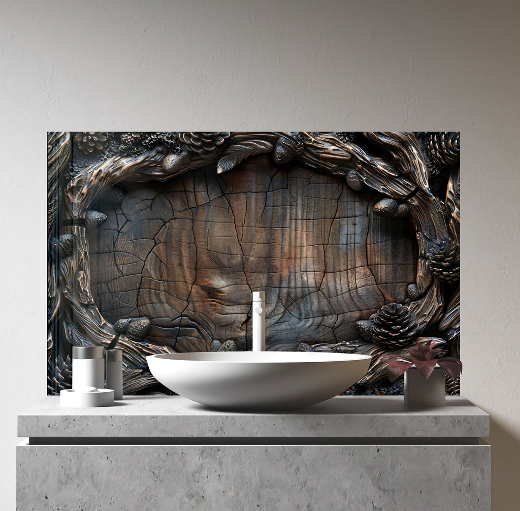 Tree Trunk - Glass Kitchen Backsplash-BacksplashArtworks