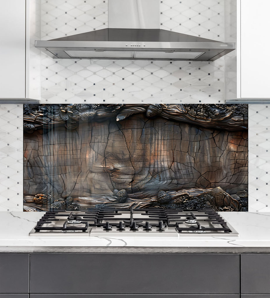 Tree Trunk - Glass Kitchen Backsplash-BacksplashArtworks