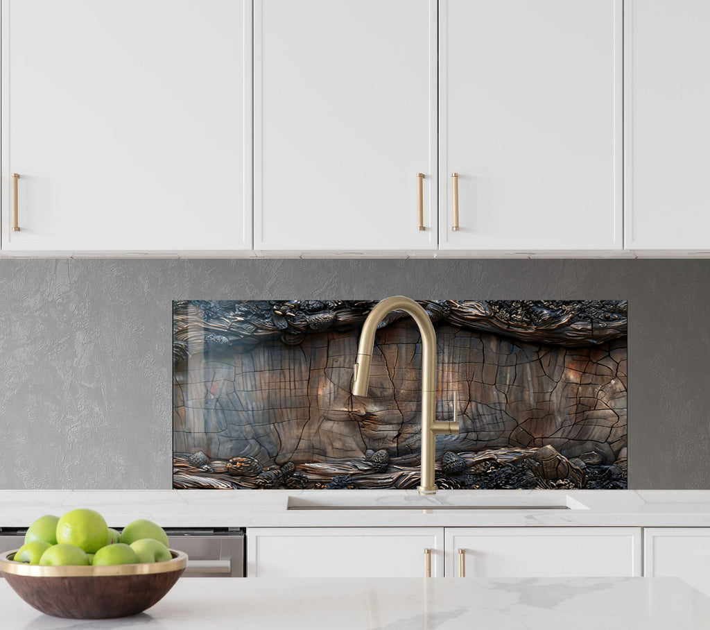 Tree Trunk - Glass Kitchen Backsplash-BacksplashArtworks