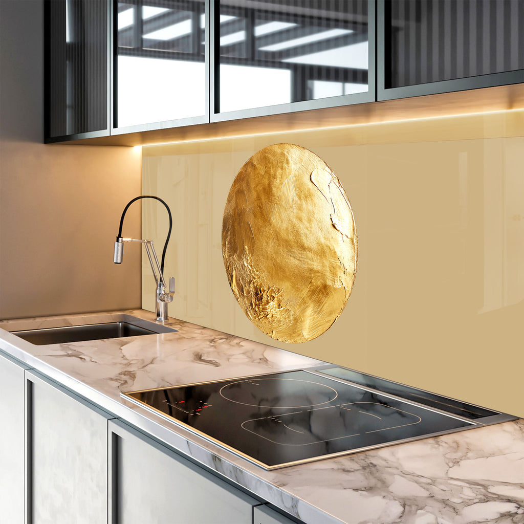 Golden Sun - Tempered Glass Kitchen Backsplash-BacksplashArtworks