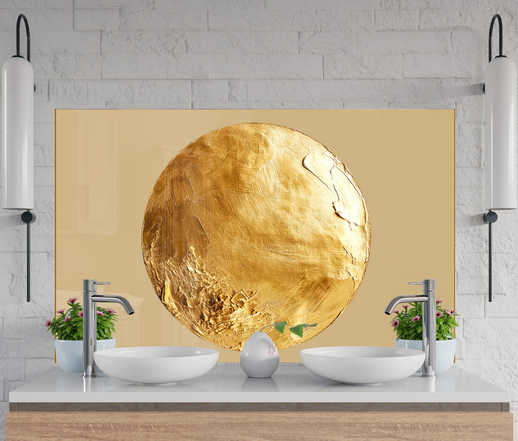 Golden Sun - Tempered Glass Kitchen Backsplash-BacksplashArtworks