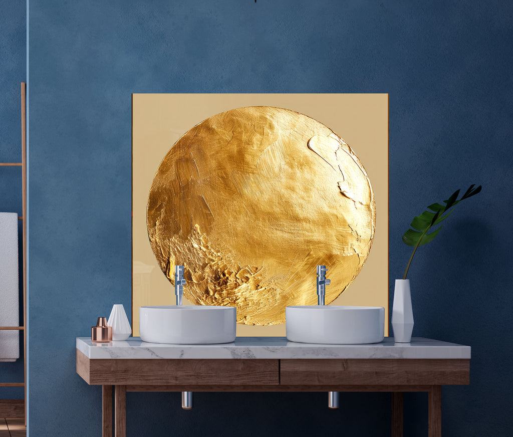 Golden Sun - Tempered Glass Kitchen Backsplash-BacksplashArtworks