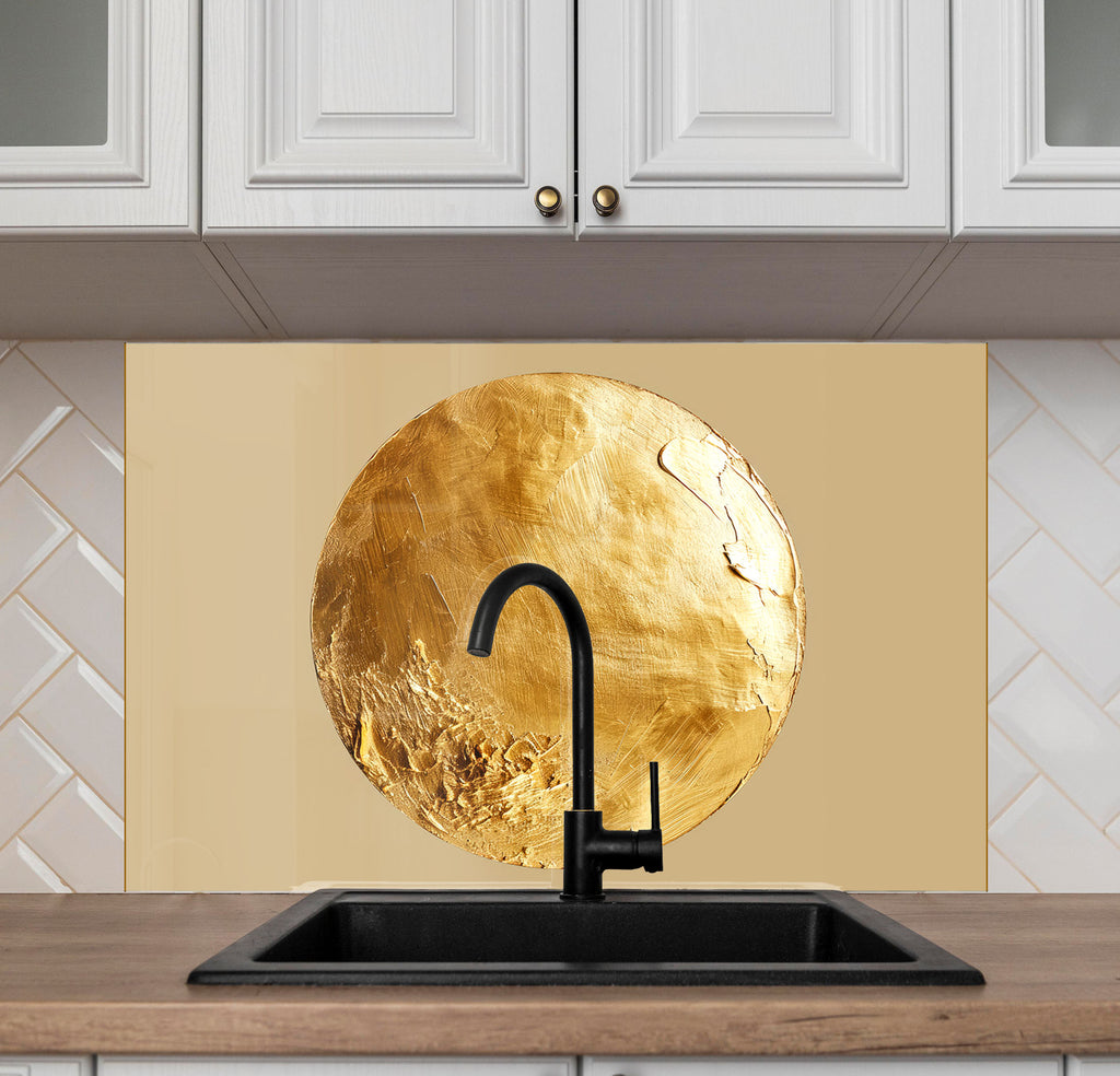 Golden Sun - Tempered Glass Kitchen Backsplash-BacksplashArtworks