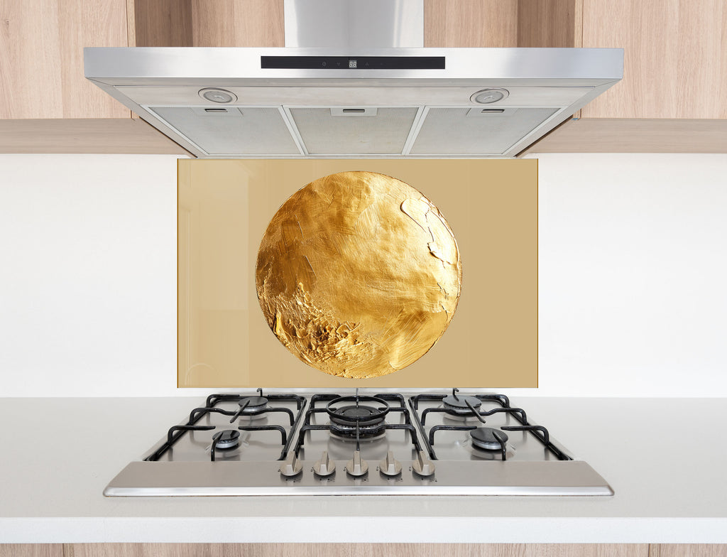 Golden Sun - Tempered Glass Kitchen Backsplash-BacksplashArtworks