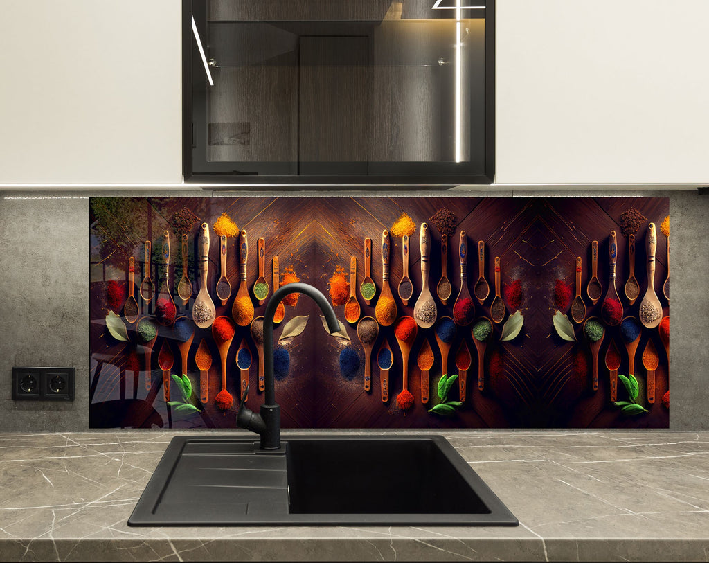 Spice Harmony - Tempered Glass Kitchen Backsplash-BacksplashArtworks