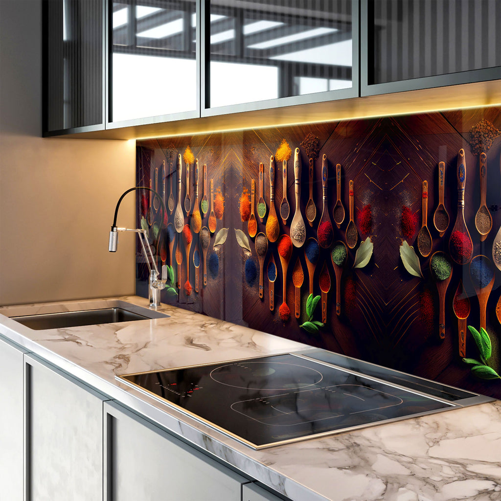 Spice Harmony - Tempered Glass Kitchen Backsplash-BacksplashArtworks