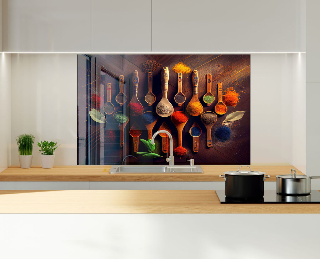 Spice Harmony - Tempered Glass Kitchen Backsplash-BacksplashArtworks