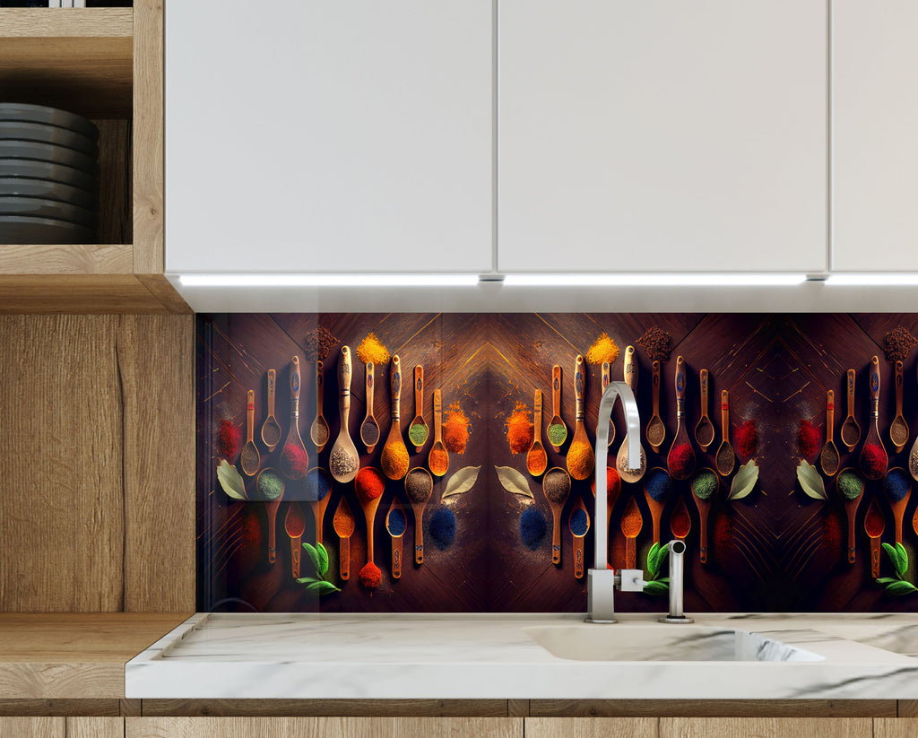 Spice Harmony - Tempered Glass Kitchen Backsplash-BacksplashArtworks