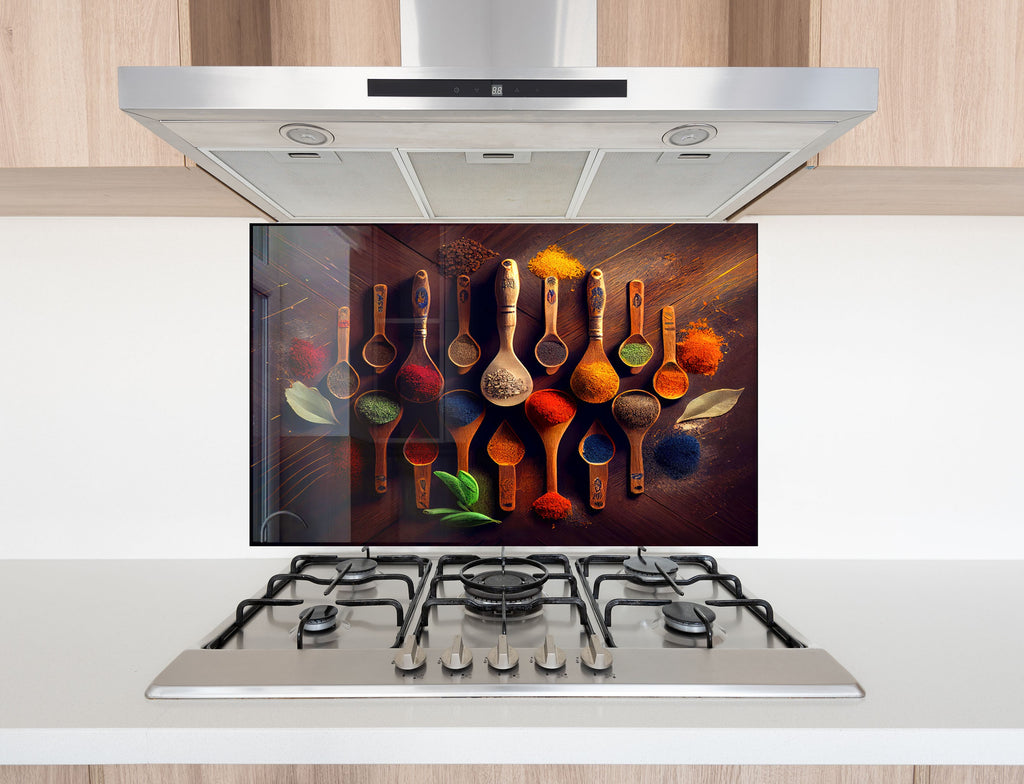 Spice Harmony - Tempered Glass Kitchen Backsplash-BacksplashArtworks