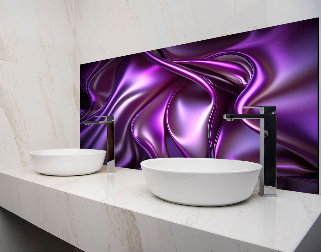 two white bowls on a counter with a purple background