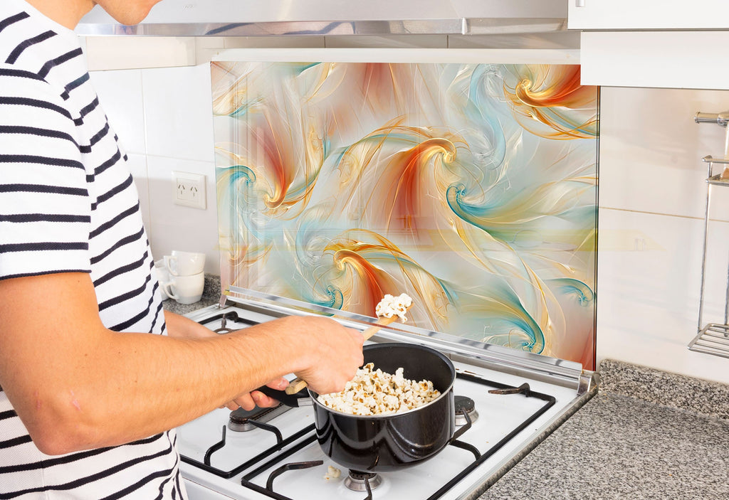 a man stirring a pot of popcorn on top of a stove