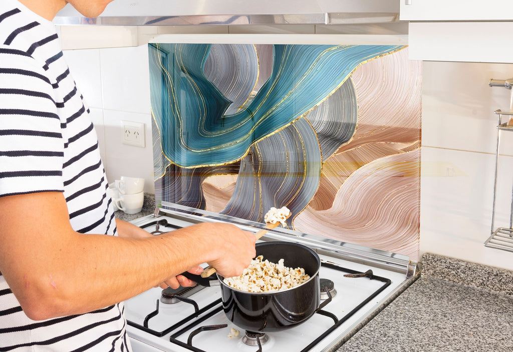 a man is cooking popcorn on the stove