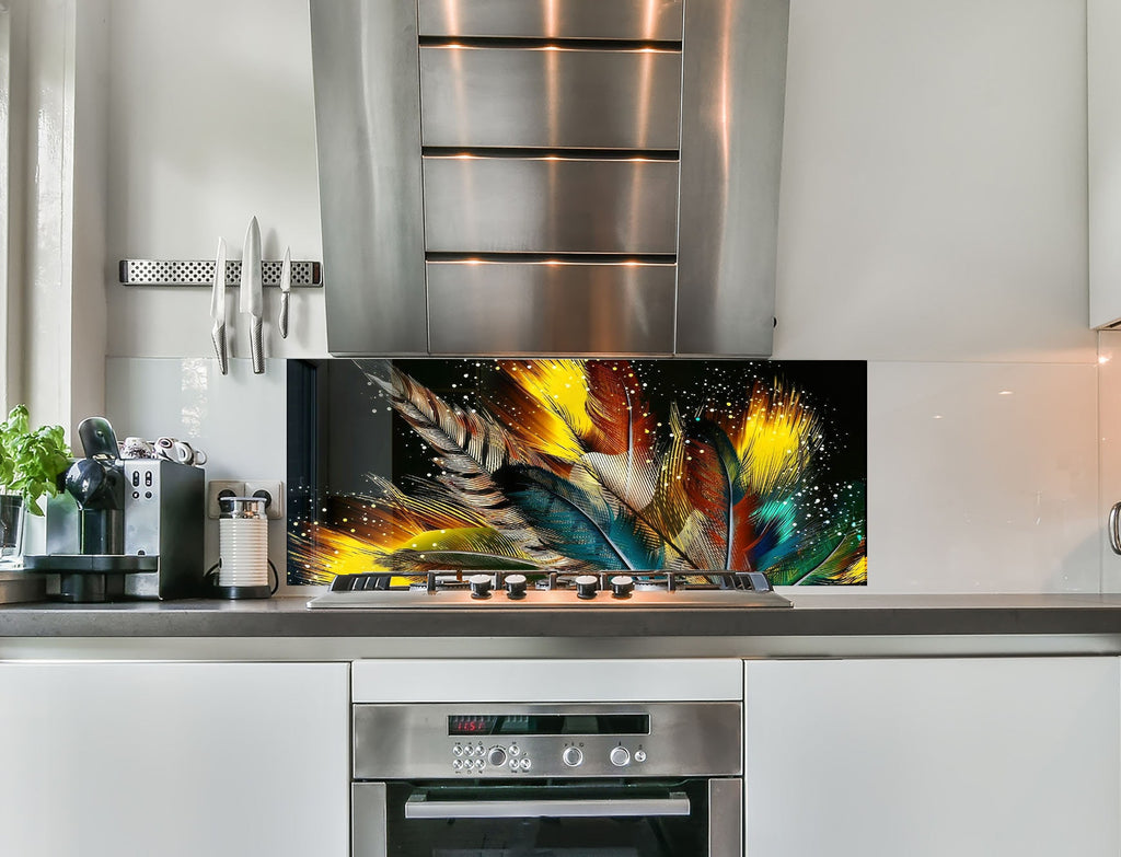 a kitchen with a stainless steel stove top oven