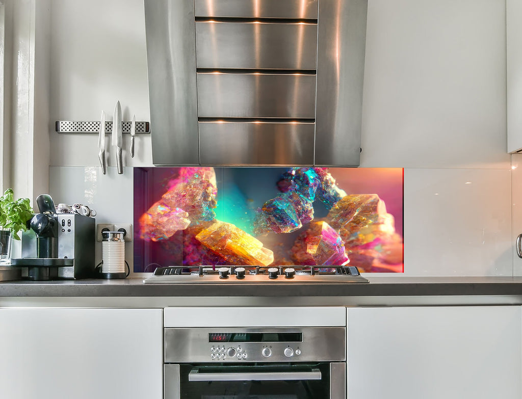 a kitchen with a stainless steel stove top oven