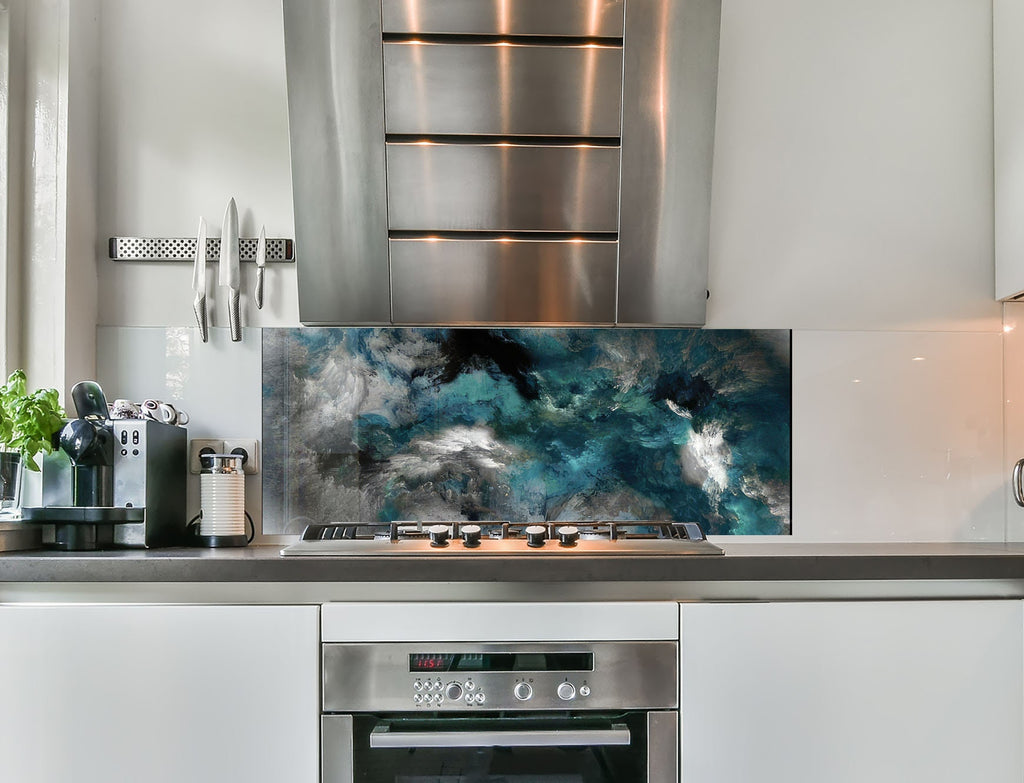 a stove top oven sitting inside of a kitchen