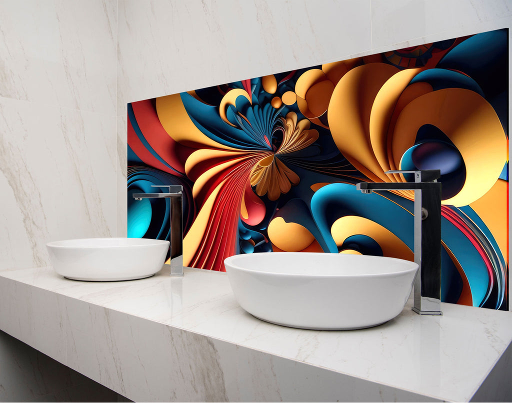 two white bowls on a counter in a bathroom