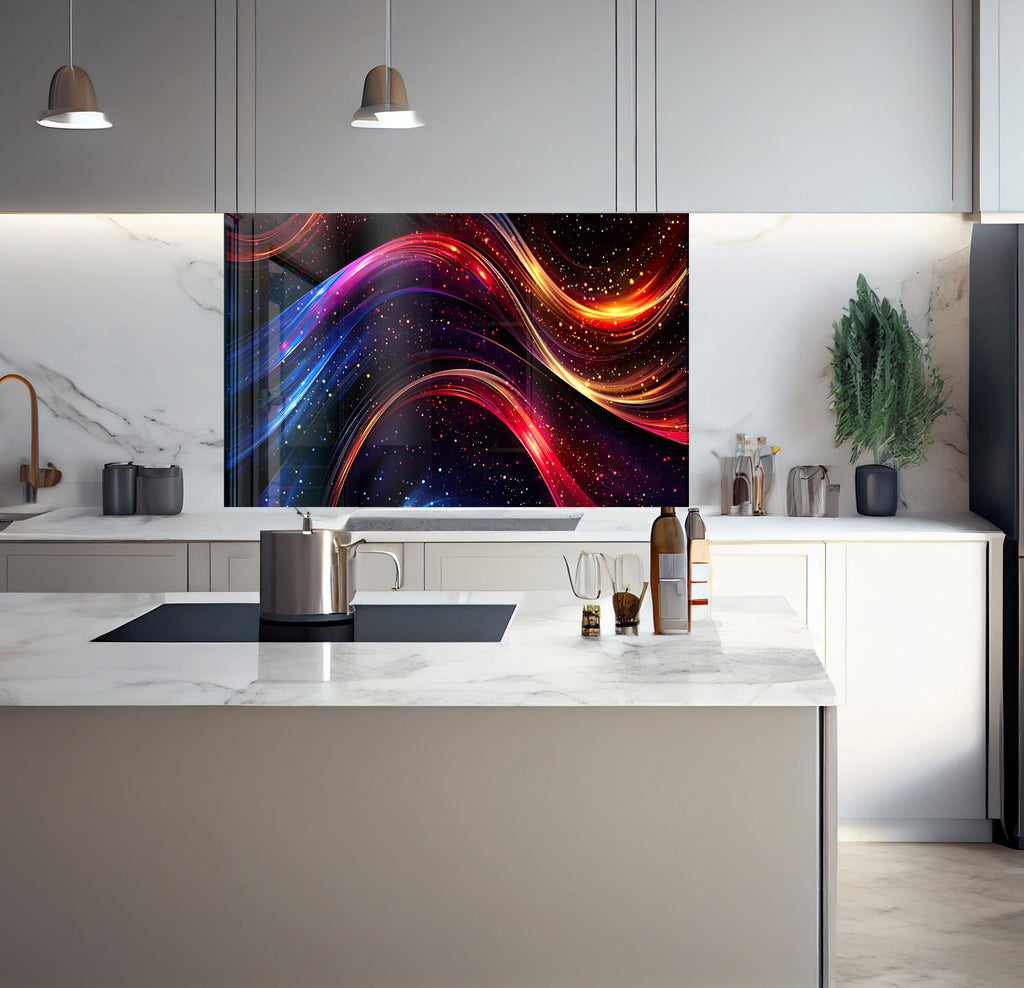 a kitchen with a marble counter top and white cabinets