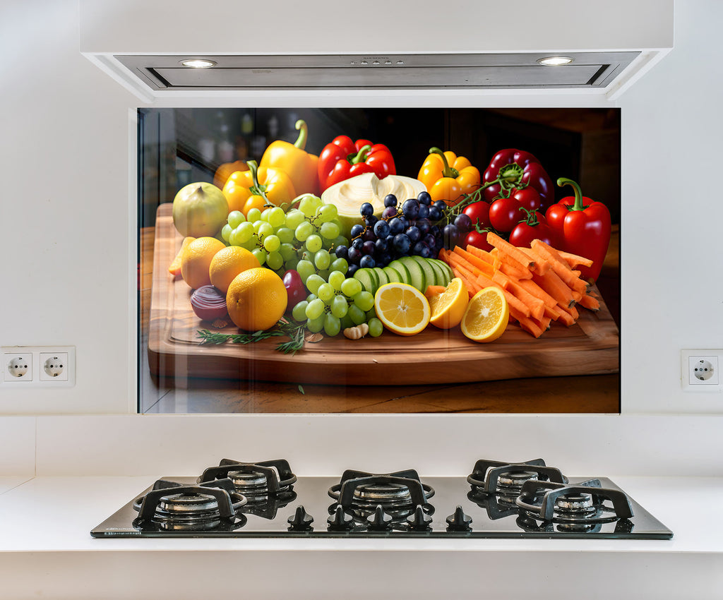 a picture of a bunch of fruits and vegetables on a stove