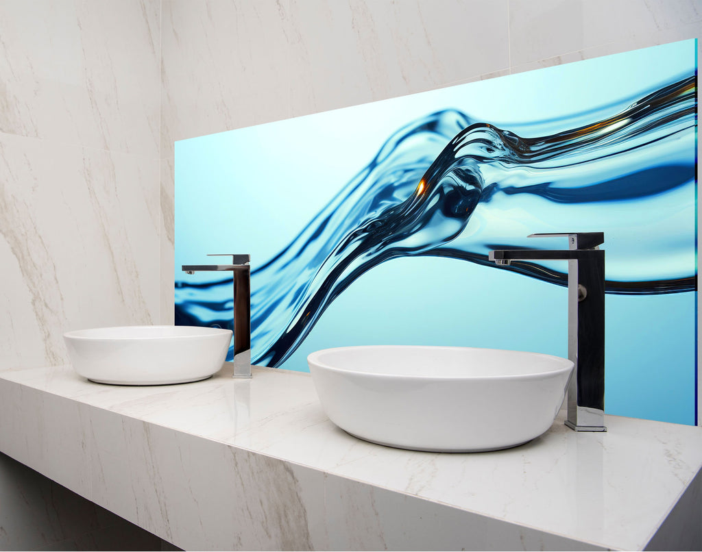 two white bowls on a counter in a bathroom