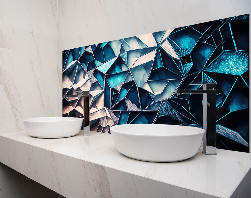 two white bowls on a counter in a bathroom