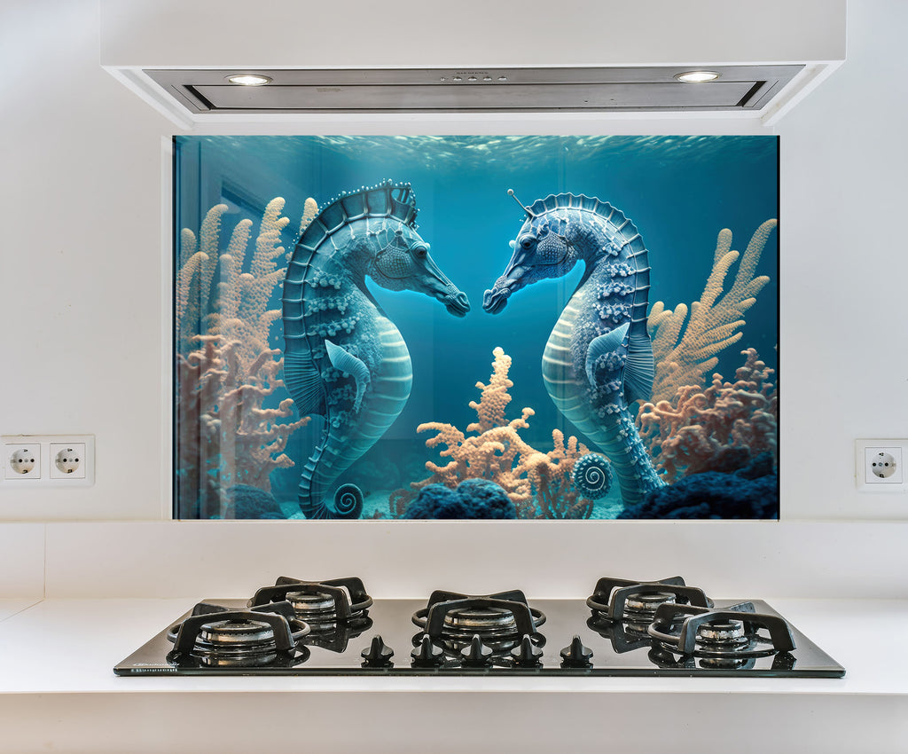 a picture of two seahorses in the ocean