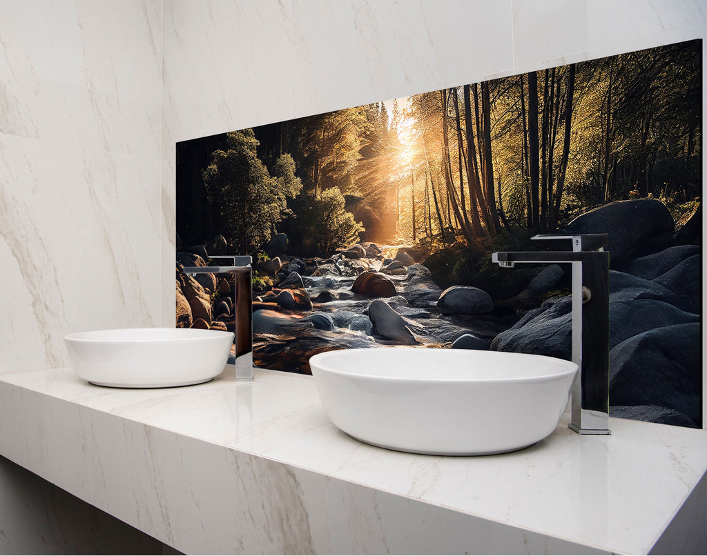 two white bowls on a counter in a bathroom