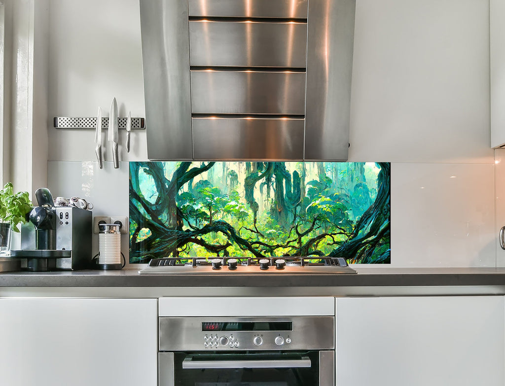 a kitchen with a stainless steel stove top oven