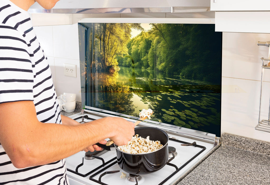 a man is cooking popcorn on the stove