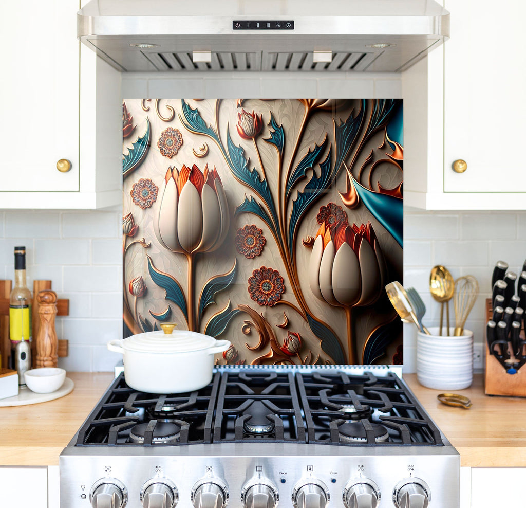 a stove top oven sitting inside of a kitchen