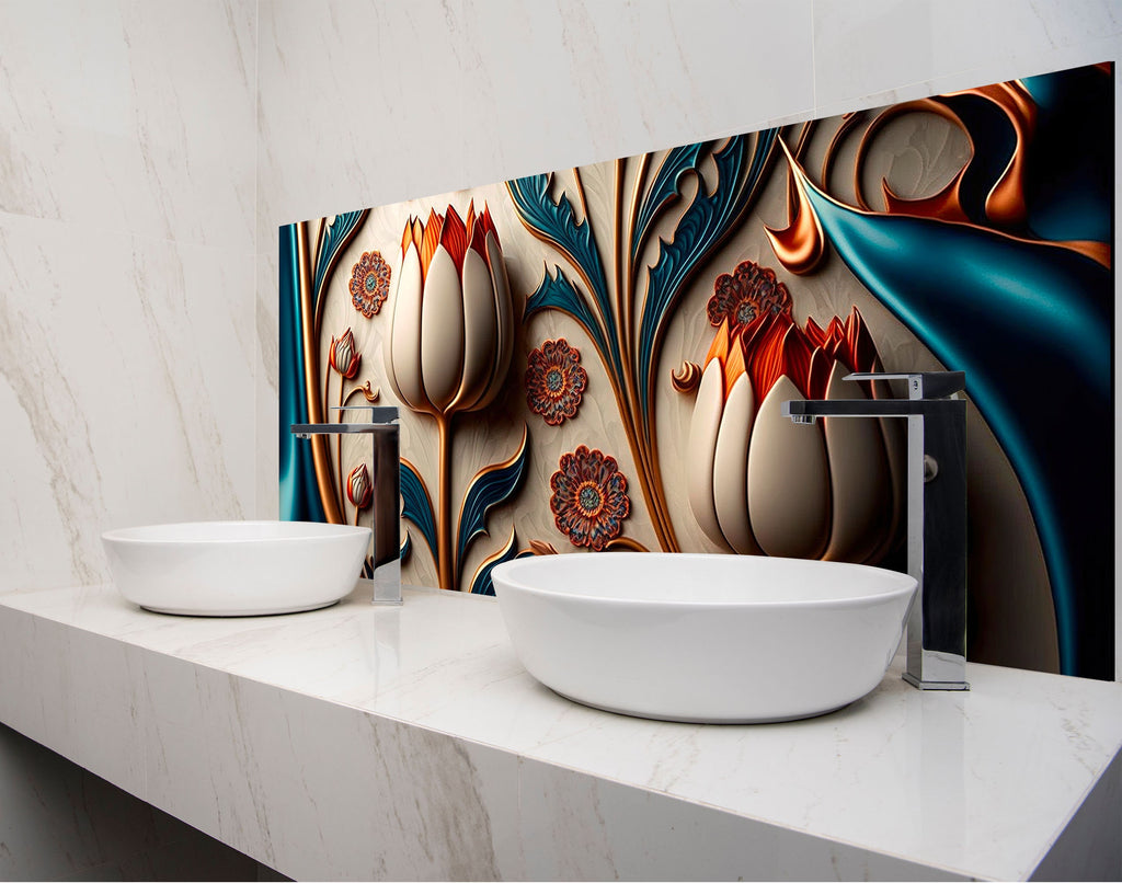 two white bowls on a counter in a bathroom