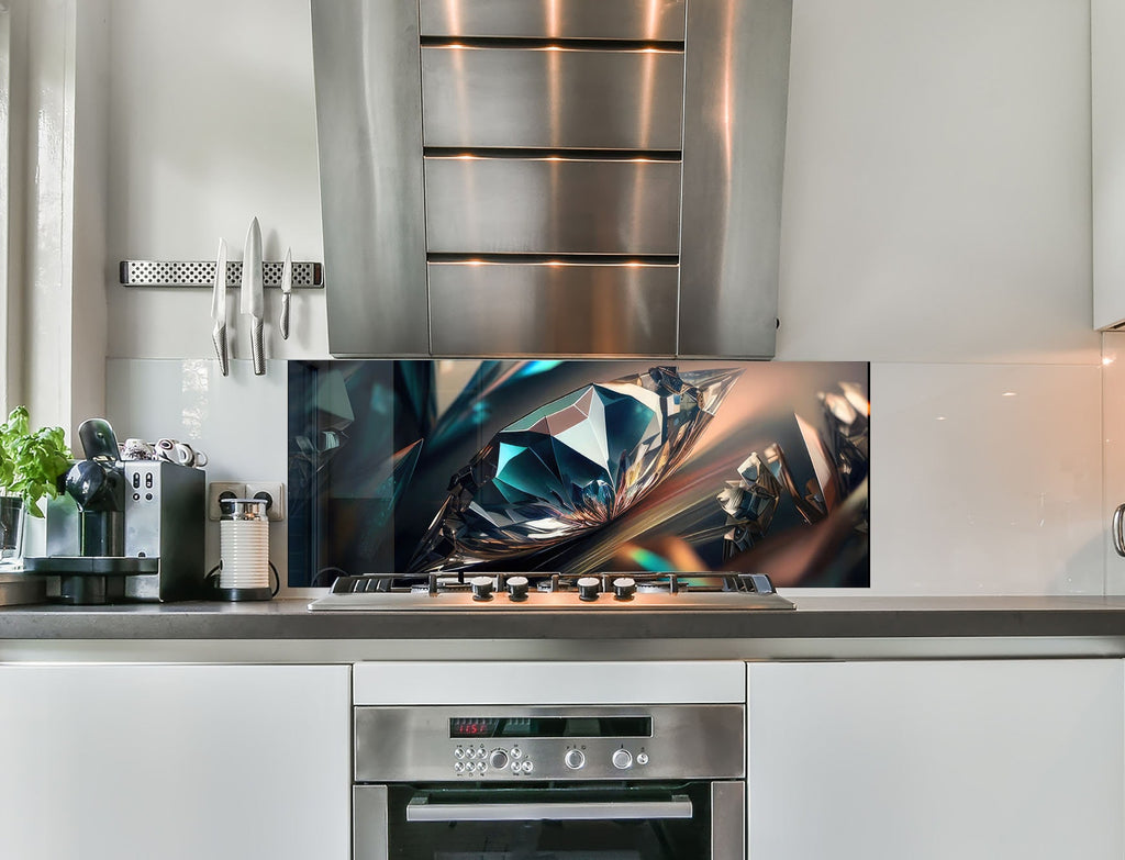 a kitchen with a stainless steel stove top oven