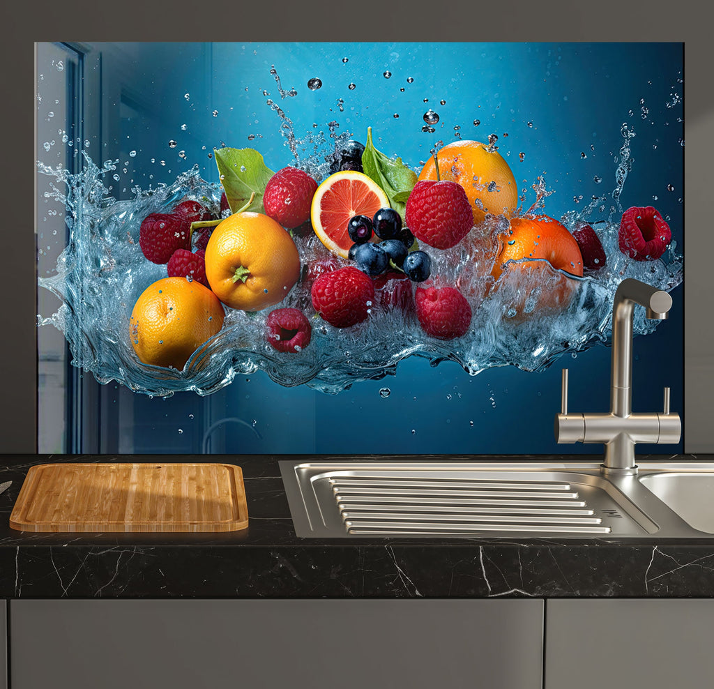 a picture of a bunch of fruit in the water