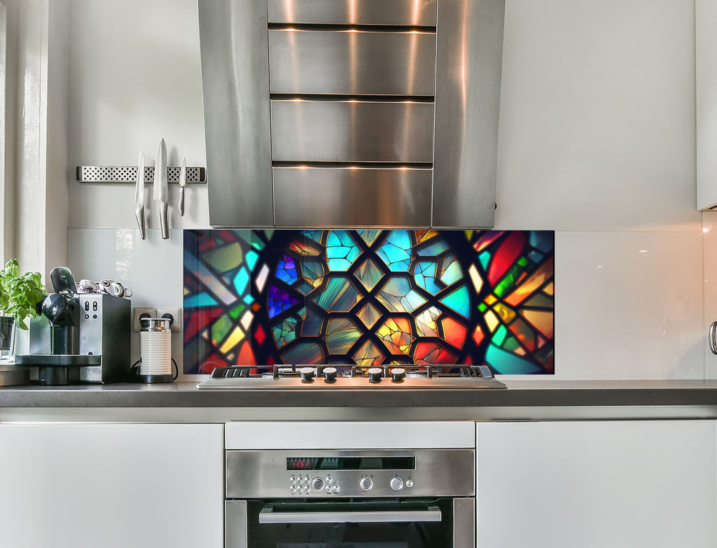 a kitchen with a stainless steel stove top oven