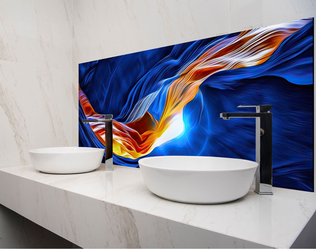 two white bowls on a counter in a bathroom