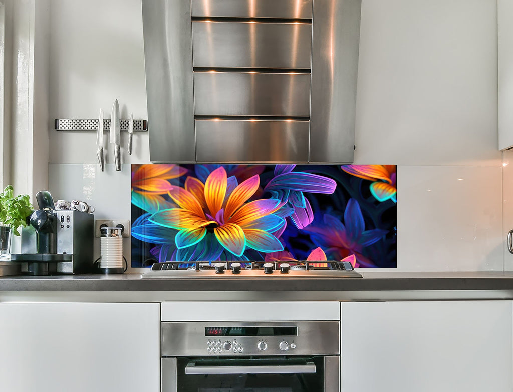 a kitchen with a stainless steel stove top oven