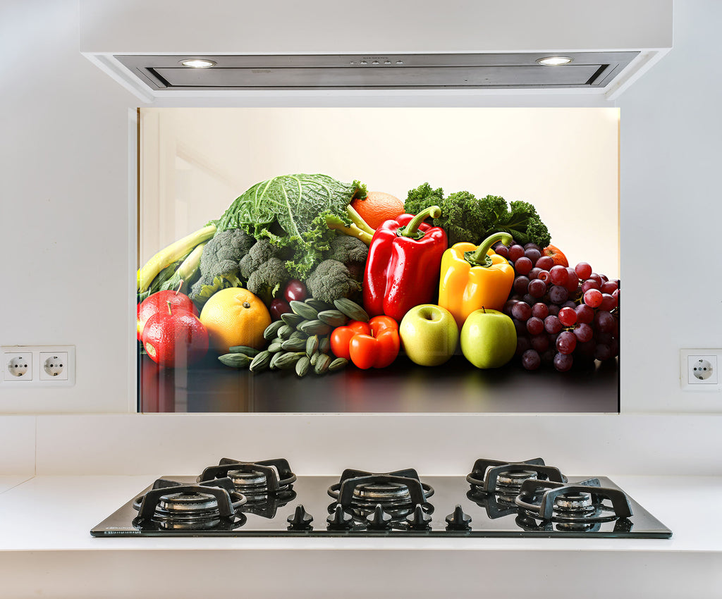 a picture of a bunch of fruits and vegetables on a stove