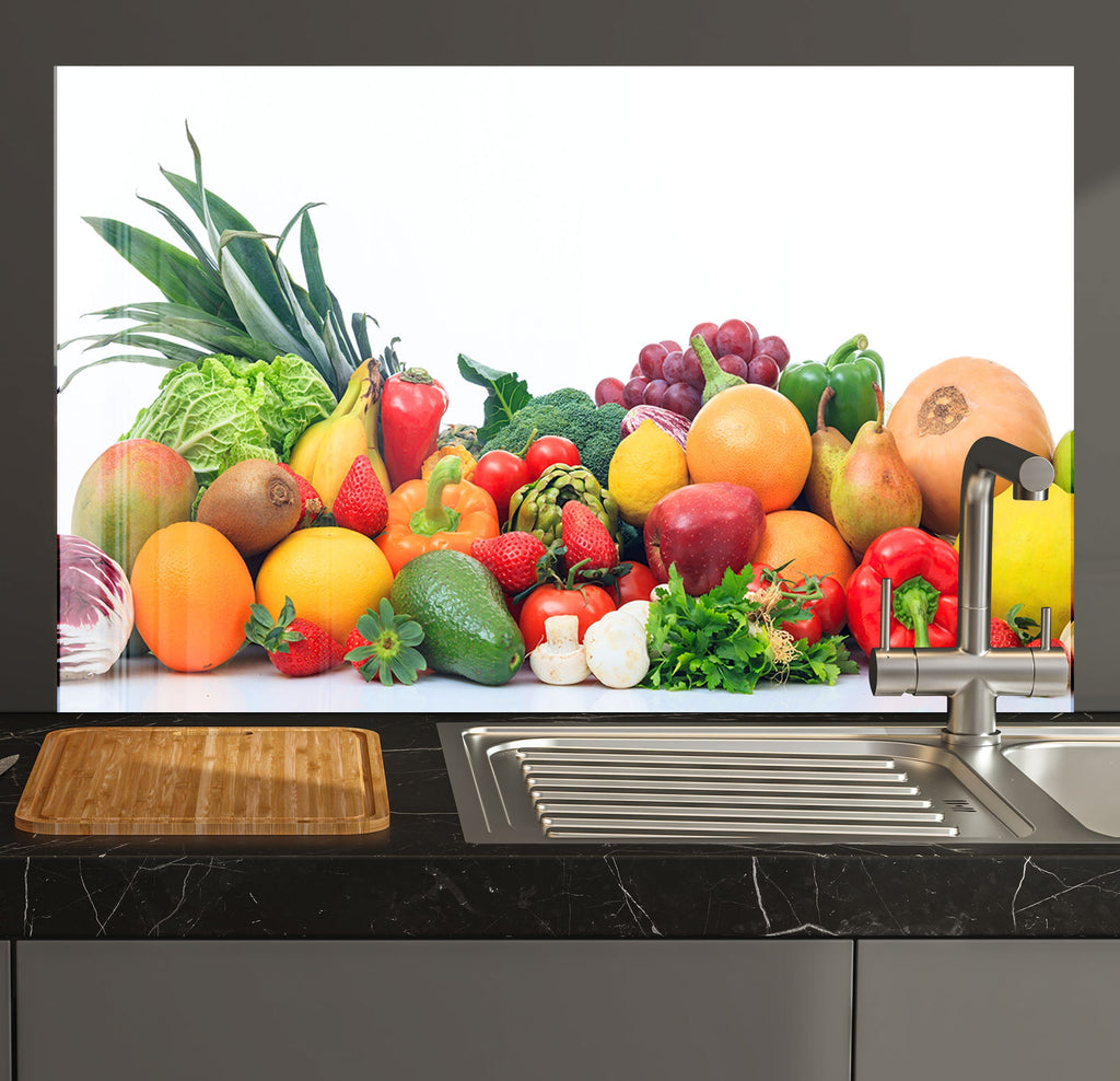 a bunch of fruits and vegetables sitting on a counter