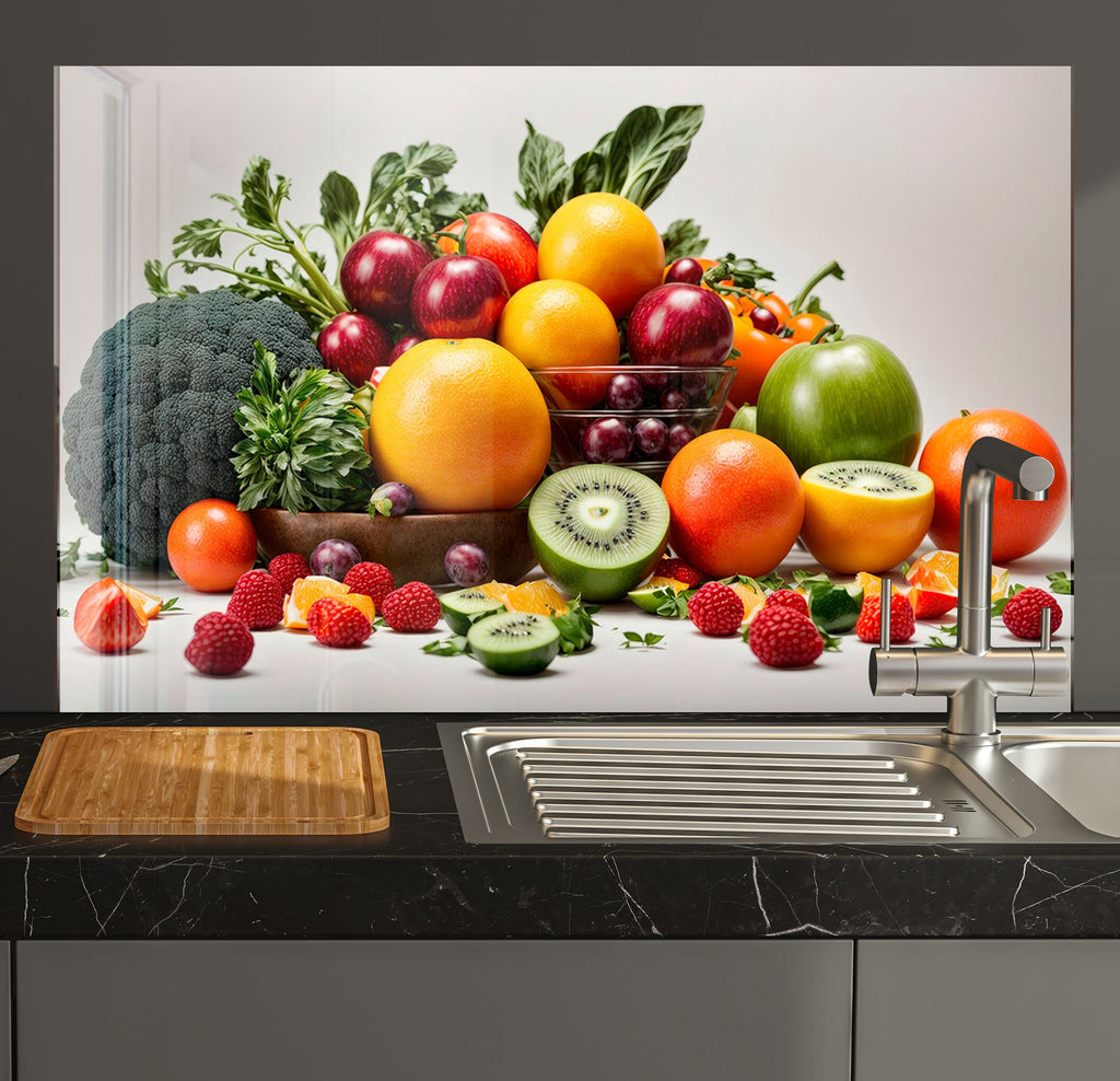 a bunch of fruits and vegetables on a kitchen counter