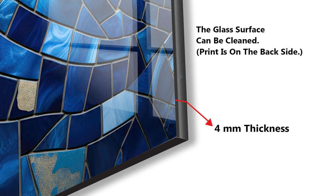 a picture of a blue glass tile wall