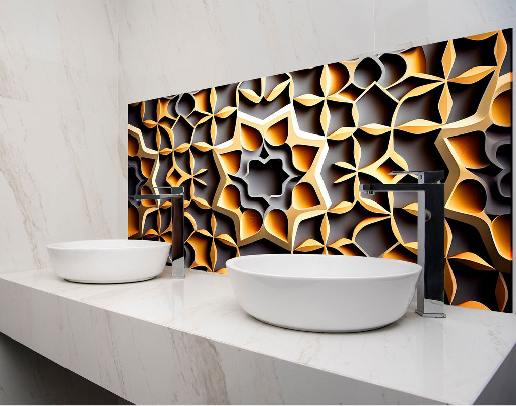 two white bowls on a counter in a bathroom