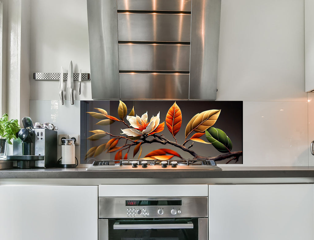 a kitchen with a stainless steel stove top oven