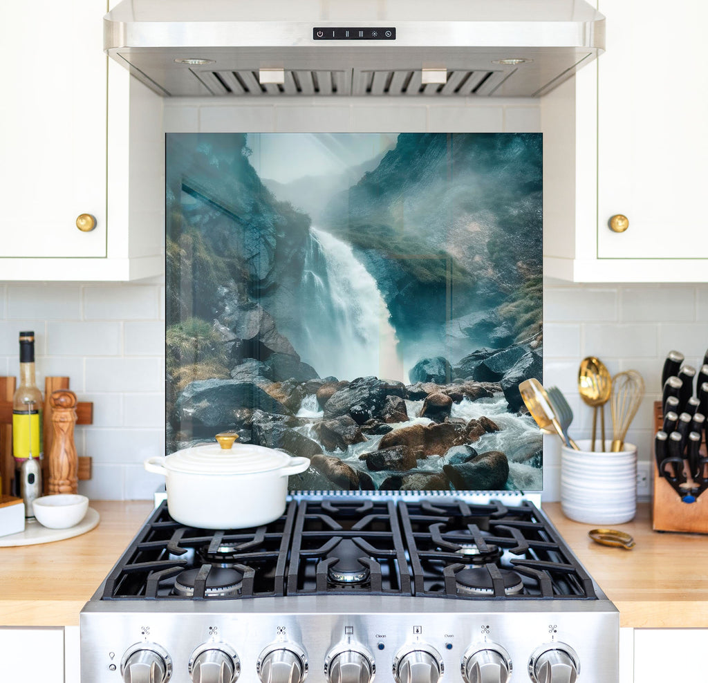 a stove top oven sitting inside of a kitchen