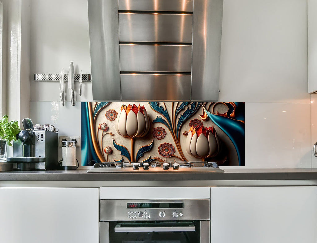 a stove top oven sitting inside of a kitchen