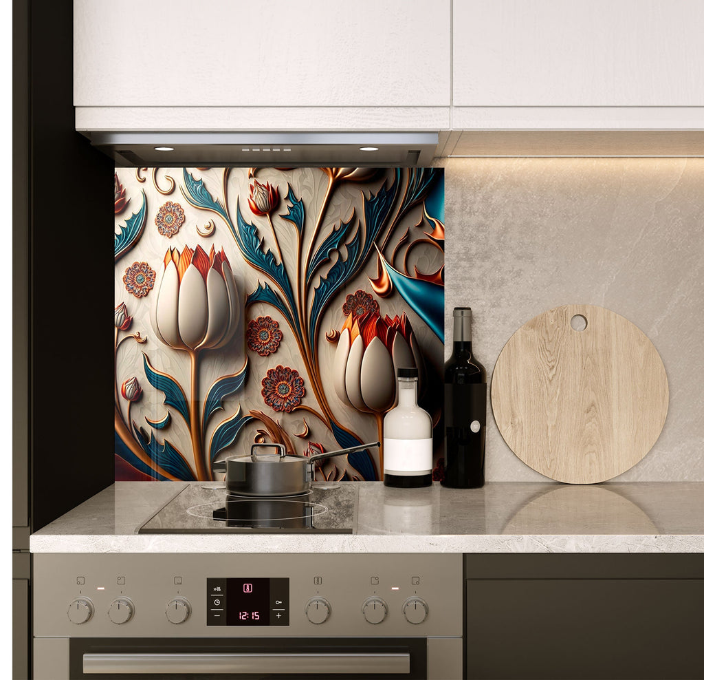 a stove top oven sitting inside of a kitchen