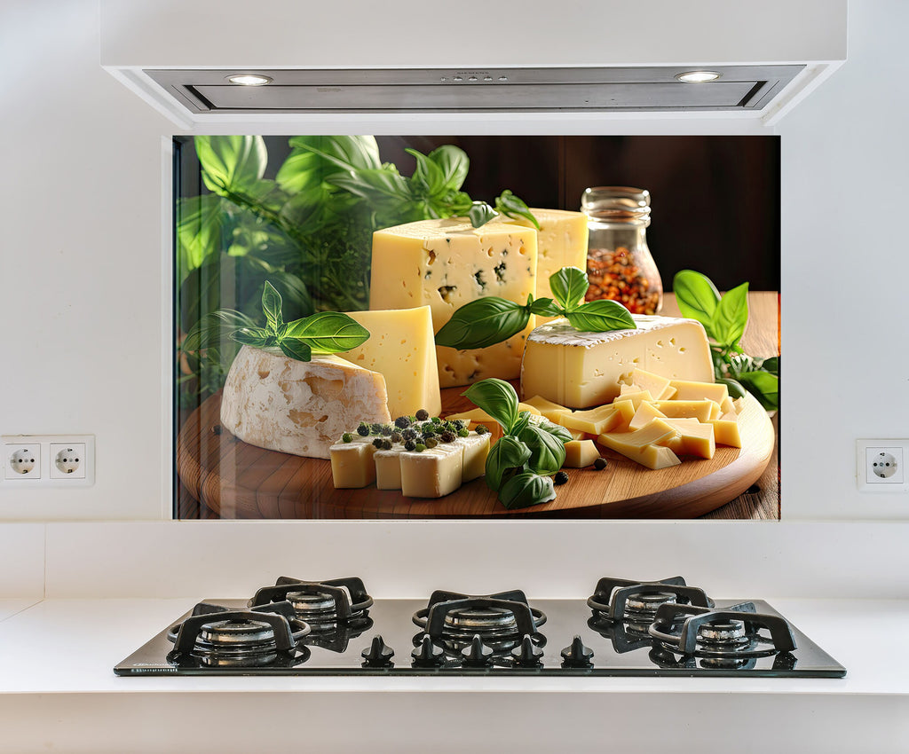 a picture of cheese and herbs on a stove