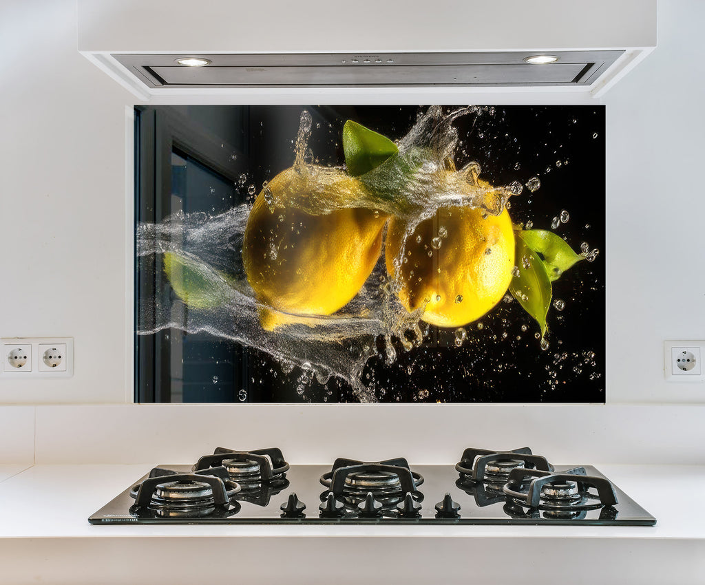 a picture of lemons splashing into a stove top